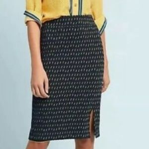 Anthropologie Maeve Hannon Textured Sweater Pencil Skirt 4 Navy Office Career K
